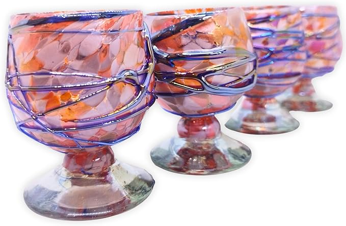 Authentic Mexican Tequila Hand Blown Shot Glasses - Set of 4-2 oz - Mini Glass Snifters - Heavy
