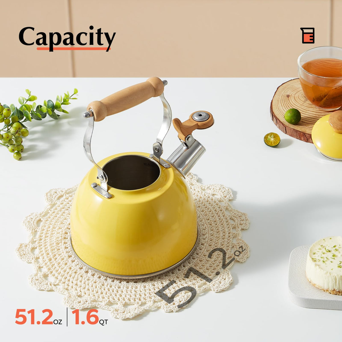 ROCKURWOK Tea Kettle, Tea Pot with Cool Touch Ergonomic Handle, Teapot Food Grade Stainless Steel