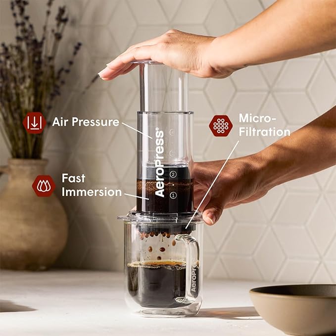 AeroPress Clear Coffee Press – 3 In 1 Brew Method Combines French Press, Pourover, Espresso, Full