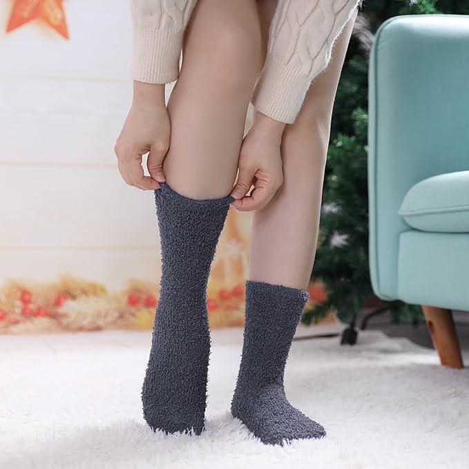 LINEMIN Womens Fuzzy Socks Cozy Fluffy Winter Warm Slipper Socks Microfiber Soft Home Sleeping Socks