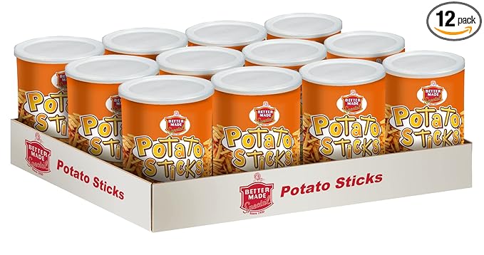 Better Made Potato Sticks 5oz Canister - (Sweet BBQ, 12 Can Tray) Shoestring Potato Sticks - Gluten