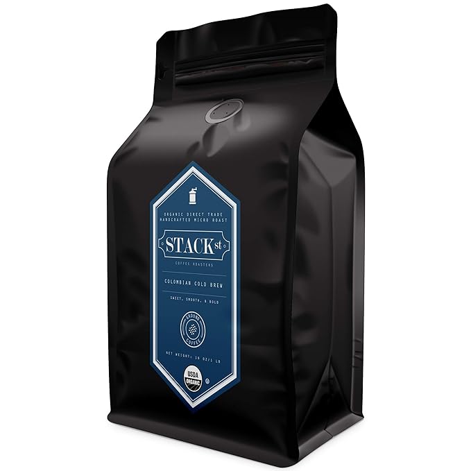 Organic Cold Brew Coffee Coarse Ground 1 LB - Colombian Supremo Reserve Flavor Dark Roast Coarse