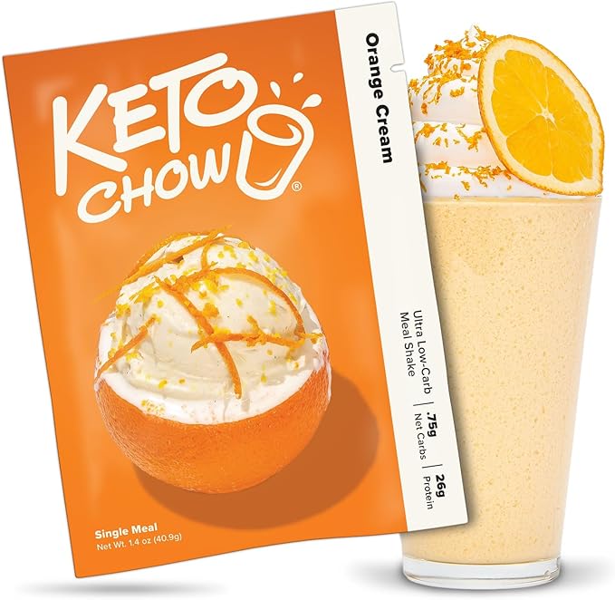 Keto Chow Orange Cream - Keto Meal Replacement Shake Powder - Nutritionally Complete - Low Carb