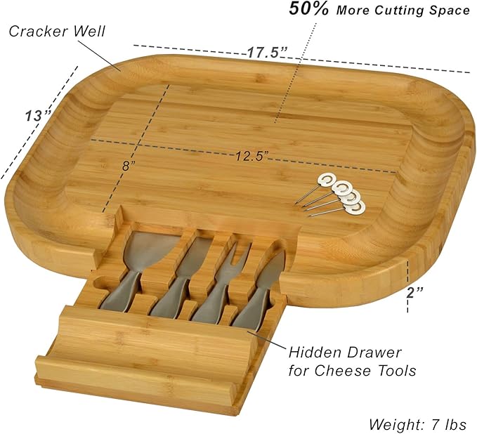 Picnic at Ascot Personalized Monogrammed Engraved Bamboo Cutting Board for Cheese & Charcuterie
