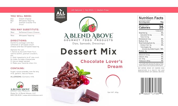 A Blend Above Chocolate Lover's Dream Pie Mix - No Bake, All Natural, Vegan, Gluten Free, No MSG