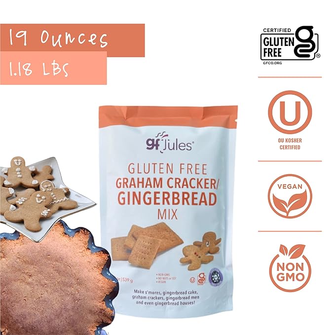 gfJules Certified Gluten Free Graham Cracker and Gingerbread Baking Mix | No Grit, Non-GMO, Vegan |