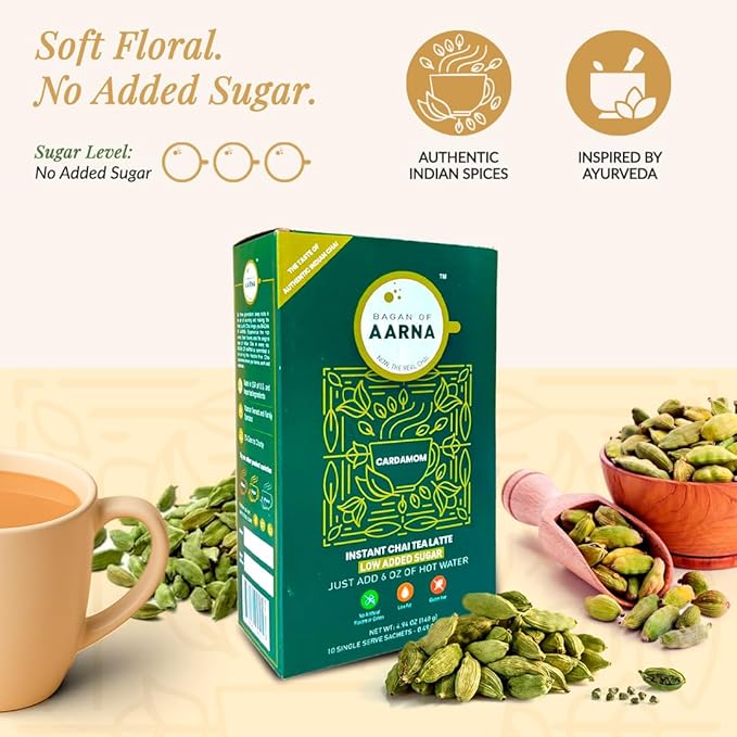 Bagan of Aarna Instant Cardamom Chai, All Natural Spiced Tea Mix, Authentic Chai Powder with