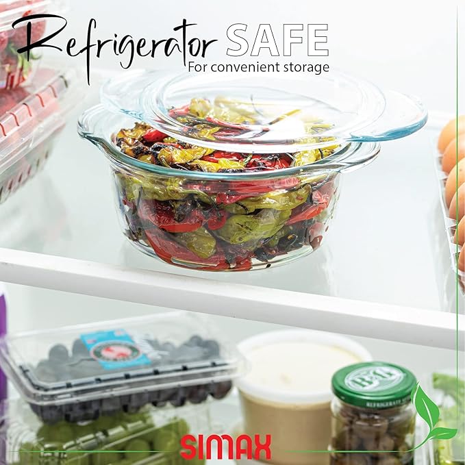 Simax Casserole Dish with Lid, Glass Casserole Dish, Holds 48 Oz (1.5 Quarts), Oven to Table