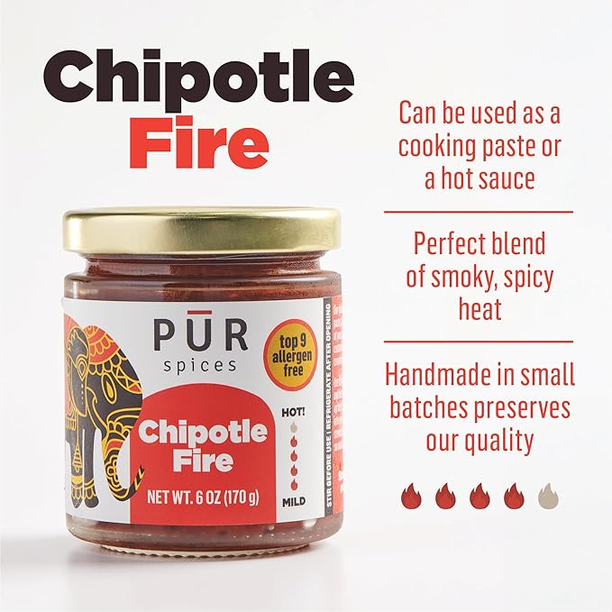 PUR Spices Chipotle Fire Spicy Hot Sauce I Chili Pepper Cooking Paste for Dipping, Chili Seasoning