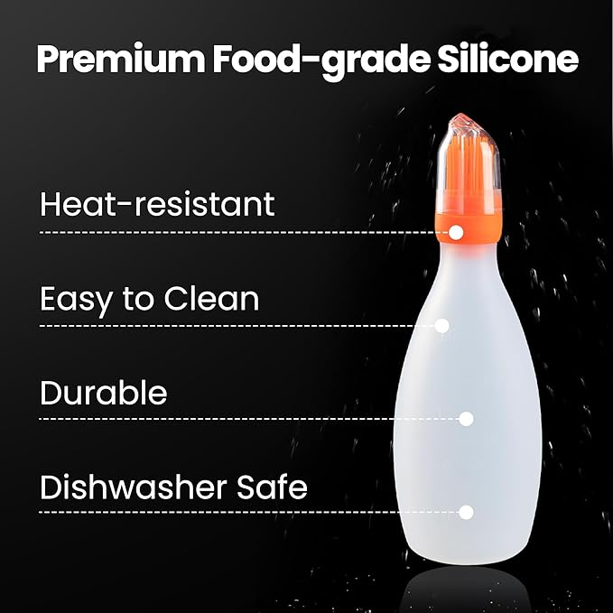 Silicone Pastry Brush, All-in-One Silicone Basting Brush with Sauce Bottle, Heat Resistant BBQ