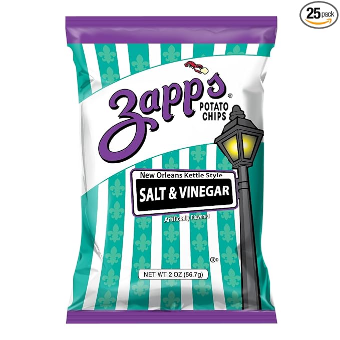 Zapp???New Orleans Kettle-Style Potato Chips Salt and Vinegar Flavor (2 oz Bags, 25 Count), Crunchy