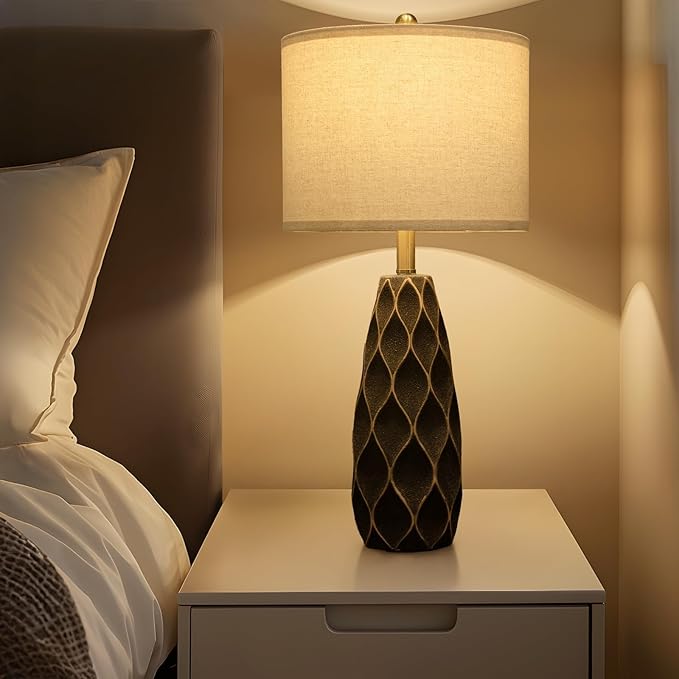 PORTRES 27.5" Ceramic Table Lamps for Bedroom Living Room Lamps Set of 2 Modern Bedside Nightstand