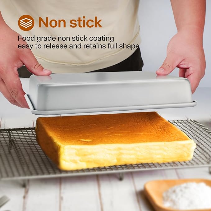 Deep Baking Pans Set of 3, Rectangle Cake Pan Nonstick, Heavy Duty Thick Bakeware Lasagna Pan for