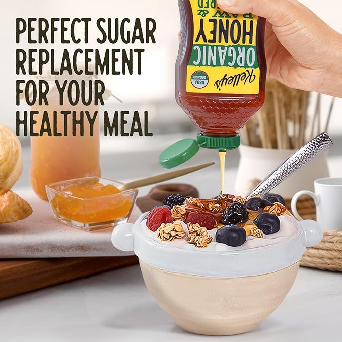 Kelley's 100% Organic Raw & Unfiltered Honey, USDA Certified, 24 Oz – All Natural, Flavor-Rich
