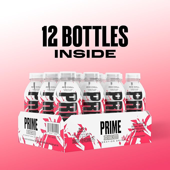 PRIME Hydration ICE RED CHILL, Sports Drinks, Electrolyte Enhanced for Ultimate Hydration, 250mg