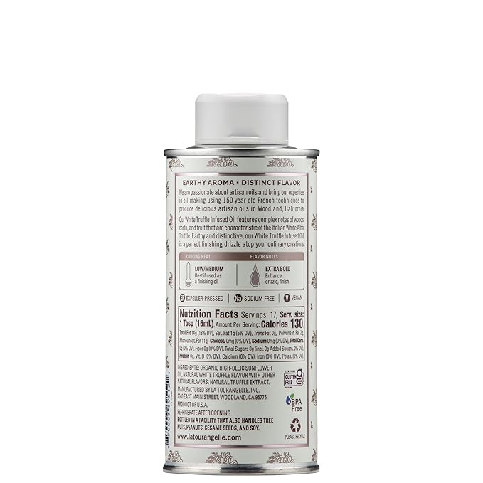 La Tourangelle, White Truffle Oil, Complex Gourmet Earthy Flavor for Drizzling over Pasta, Popcorn
