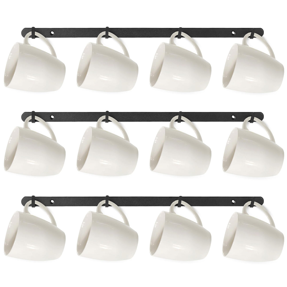 Mdjwjj 3Pack Hanging Mug Racks for Wall,Coffee Cup Holder Wall Mount with 12 Mug Hooks,Mug Display