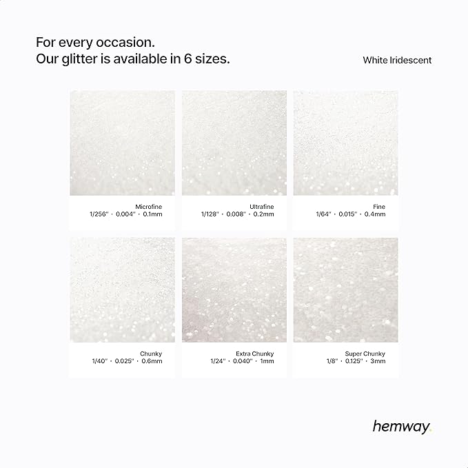 Hemway Premium Glitter Shaker - White Iridescent | 130g Ultrafine Metallic Flake Sequins for Resin
