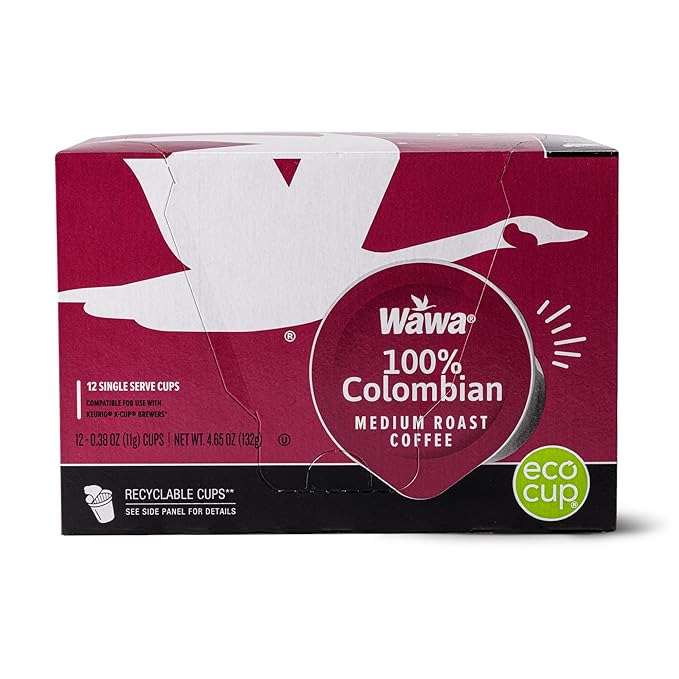 Wawa Colombian Medium Roast Single Cup Coffee Pods, 72 Pods, 6 Boxes, Medium Bodied Blend