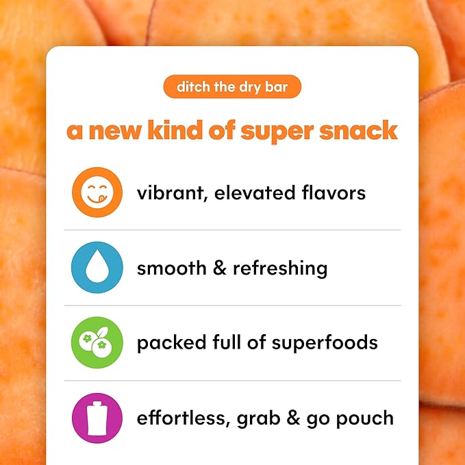Noka Superfood Fruit Smoothie Pouches, Sweet Potato Goji, Healthy Snacks with Flax Seed, Plant