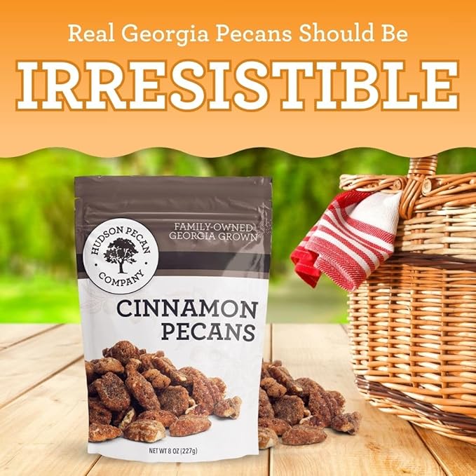 HUDSON PECAN COMPANY: Cinnamon Pecans, Georgia Grown, Family Owned. Cinnamon & Sugar Candy Coated
