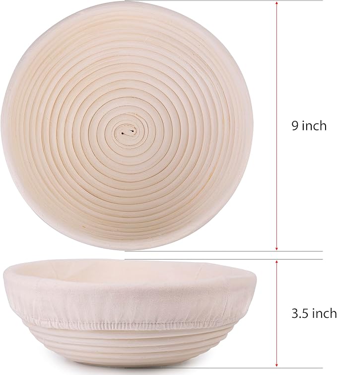 Bread Proofing Baskets Set of 2, Round Shaped Dough Proofing Bowls Linerssourdough starter kit