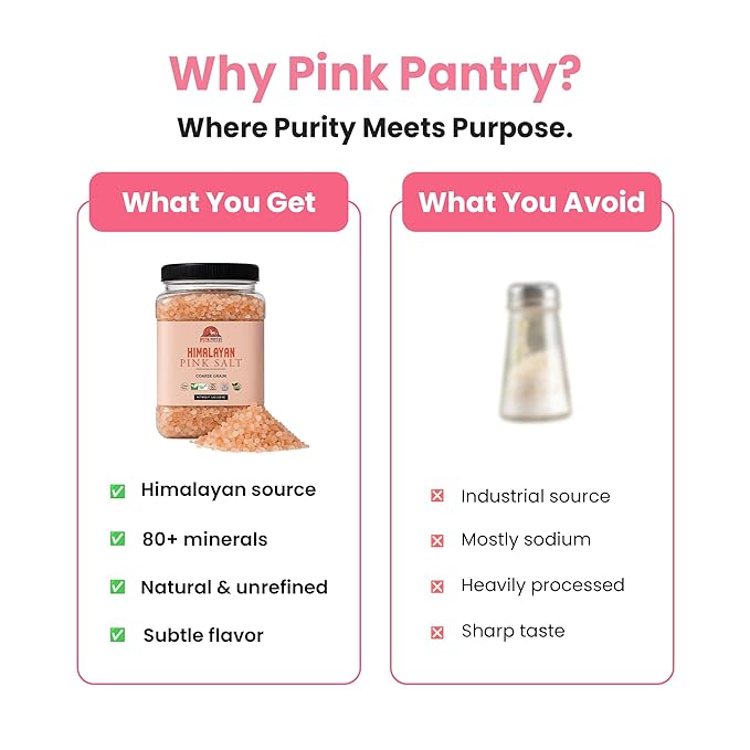 Pink Pantry Himalayan Pink Salt, 100% Pure Himalayan Salt, Non-GMO, Kosher Certified, No Additives