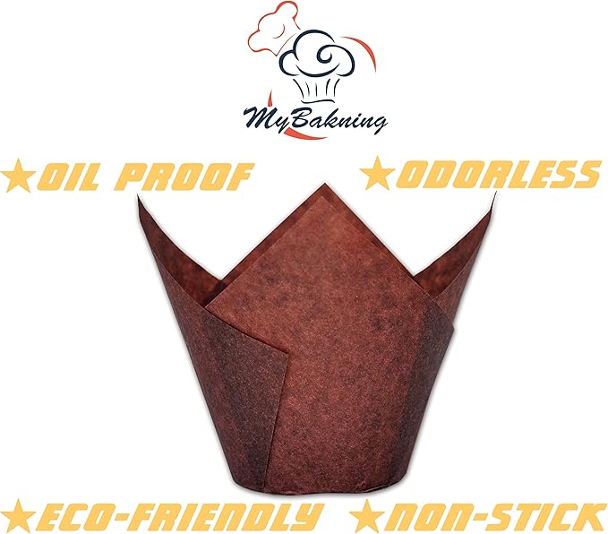 Jumbo Extra Large size Brown Tulip Baking Cups 2-1/4"(Base diameter) x 3-3/4"(Wall height)