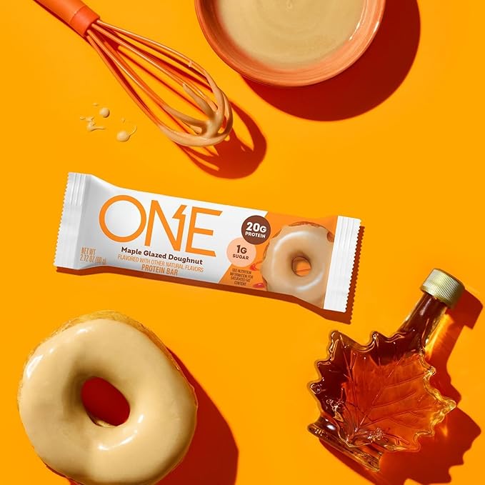 ONE Protein Bars, Maple Glazed Doughnut, Gluten Free with 20g Protein and 1g Sugar, Pantry Staples