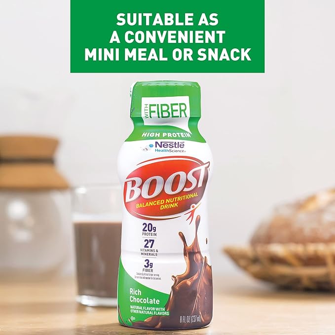 BOOST High Protein with Fiber Ready to Drink Complete Nutritional Drink, Rich Chocolate, 8 fl oz