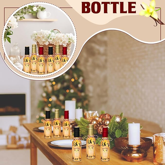 Tioncy 16 Pcs Vanilla Extract Bottles for Homemade Vanilla Jar Glass Bottle with Cap, Shrink Band