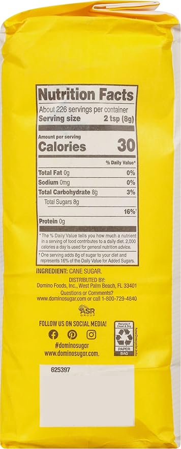 Domino® Granulated Sugar, 4 lb Bag of Premium Pure Cane Sugar (Pack of 2) with Bonus Brand Recipe