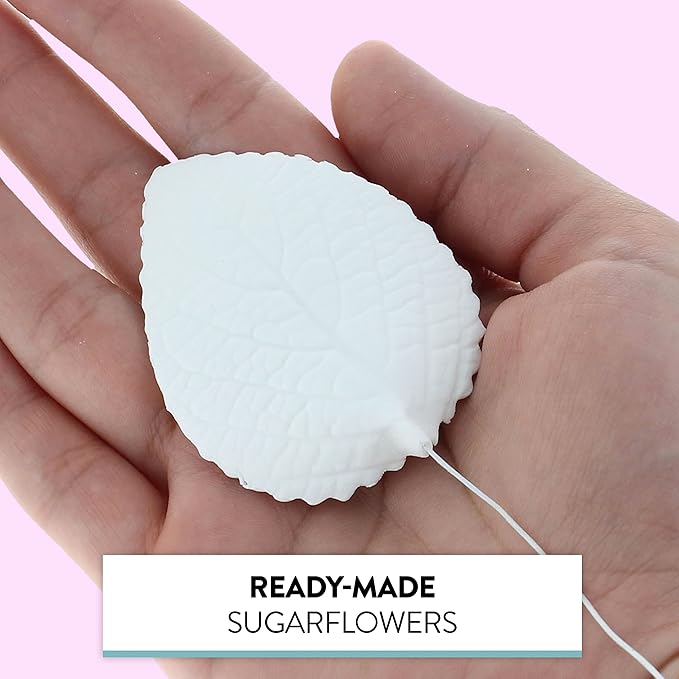 Global Sugar Art Hydrangea Leaves Sugar Cake Flowers, Large White, 30 Count by Chef Alan Tetreault
