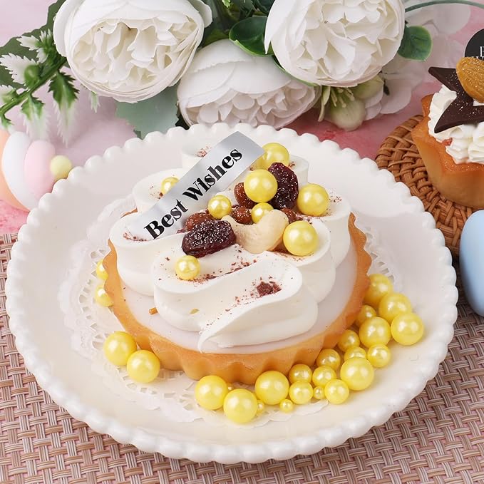 Yellow Edible Pearls for Cake Decorating, 6 Sizes Mix Sugar Sprinkles Cupcake Topping Cake