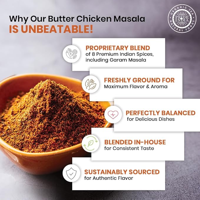 Pride of India | Butter Chicken Kebab Seasoning Marination Spice 1.7 oz (48 gm) Small Dual Sifter