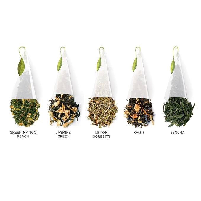 Tea Forte Assorted Green Tea Petite Presentation Box Tea Gift Set Sampler, 10 Count, 2 of Each