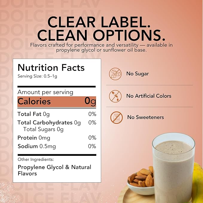 Dolce Flav Natural Almond Extract ??2 Ounce Water-Soluble Kosher, Sugar-Free, Concentrated Pure