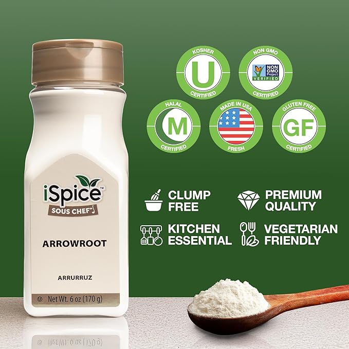 iSpice Premium Arrowroot Powder |Natural Thickener Arrowroot Flour |Gluten-Free Arrowroot Starch|