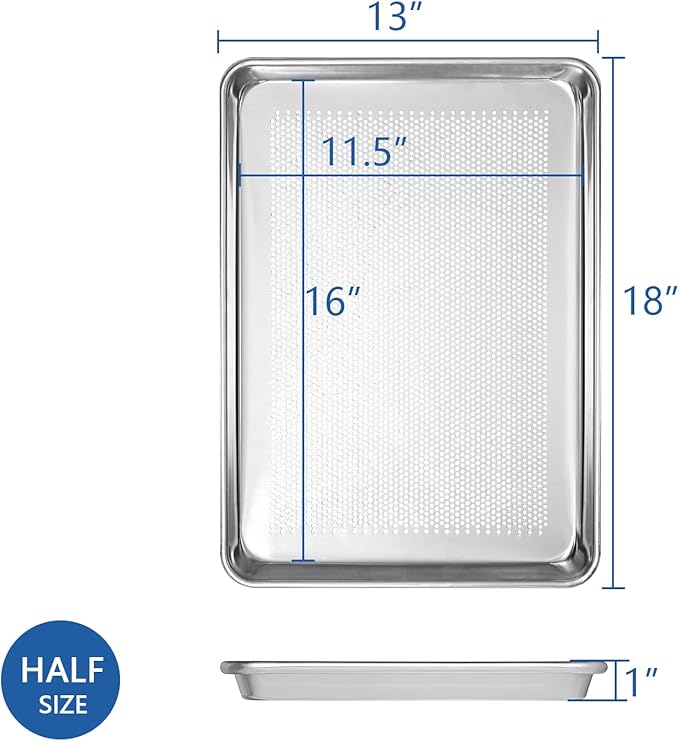 HARDURA Aluminum Perforated Baking Sheet Pan 18”L X 13”W X 1”H Cookie Sheet, 6Packs, For Oven in