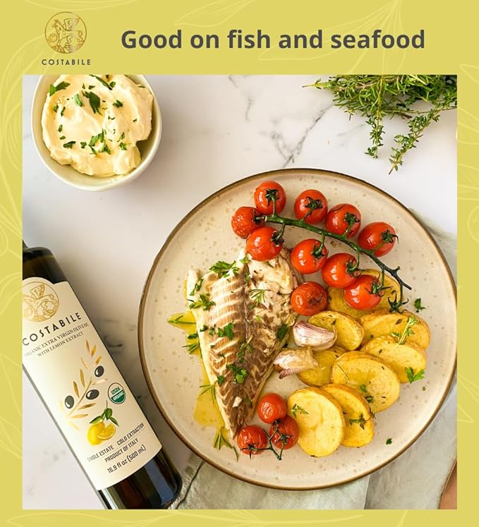 Lemon Olive Oil Extra Virgin from Italy. Organic lemon infused olive oil. Ideal for lemon olive oil