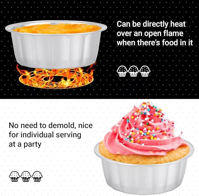 Beasea Aluminum Ramekins 8oz 200 Pack, Disposable Ramekins Foil Cups Baking 3.9" Ramekin Cup
