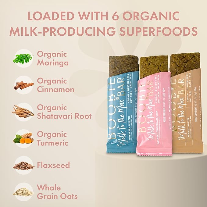Boobie Bar Superfood Lactation Bar Variety Pack, Lactation Snacks for Breastfeeding Moms to