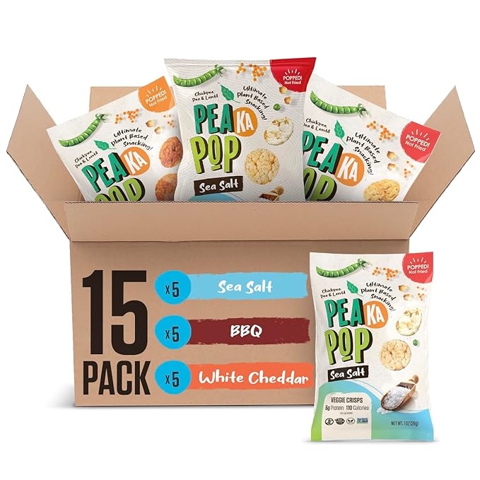 PeaKaPop Veggie Chips ??Plant-Based, Healthy Veggie Crisps with Pea, Lentil & Chickpea Protein
