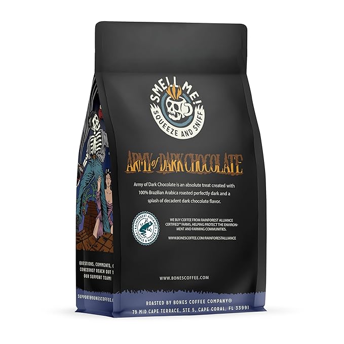 Bones Coffee Company Army of the Dark Chocolate Flavored Coffee, Medium Roast Low Acid Arabica