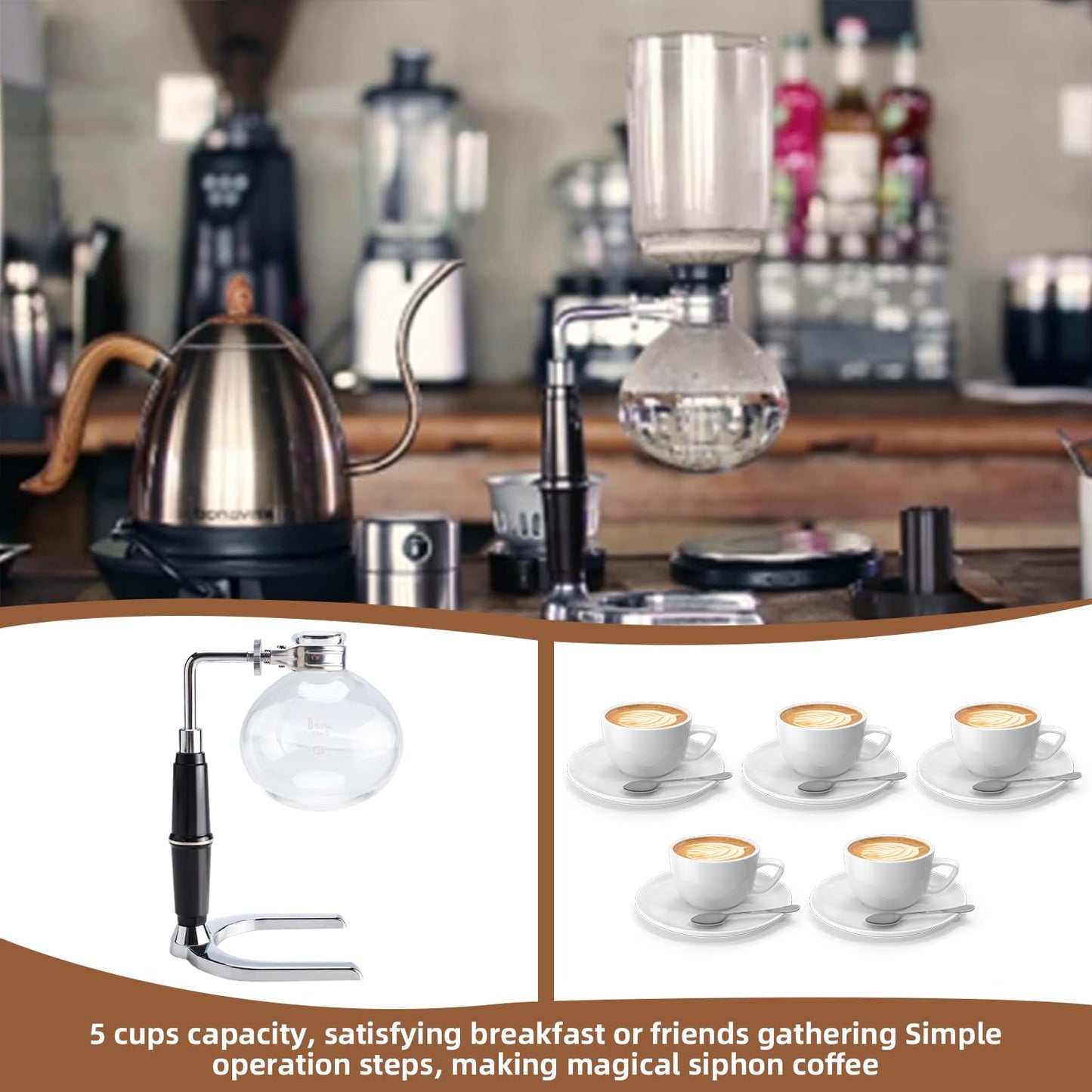 Amarine Made Siphon Coffee Maker, Siphon Coffee Brewer, Japanese Siphon