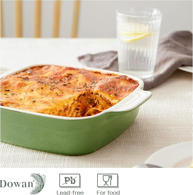 DOWAN Casseroles dish with lids, Ceramic Baking Dish With Lid, Casserole Dishes for oven, 1.6