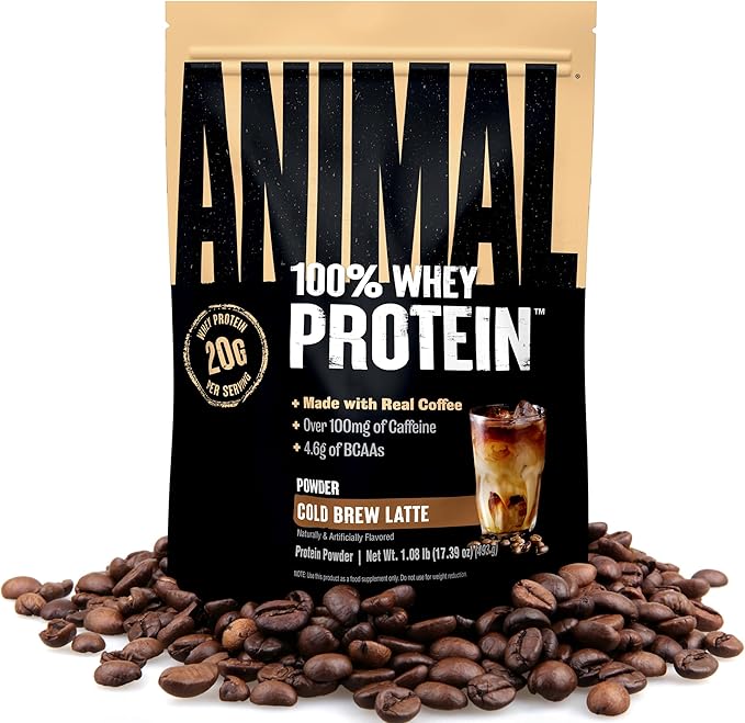 Animal 100% Whey Protein Powder Instant Iced Coffee ??Real Coffee for Preworkout, Post Workout Whey