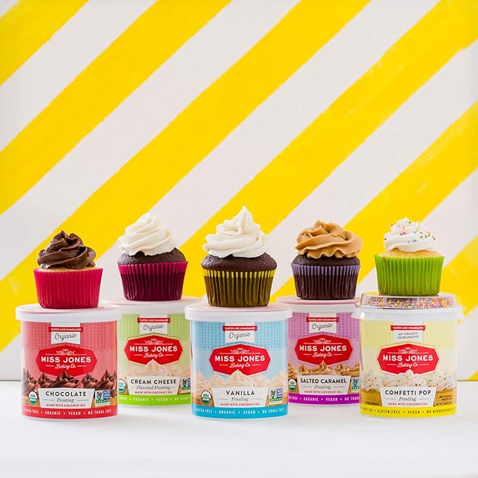 Miss Jones Baking 90% Organic Birthday Buttercream Frosting, Perfect for Icing and Decorating