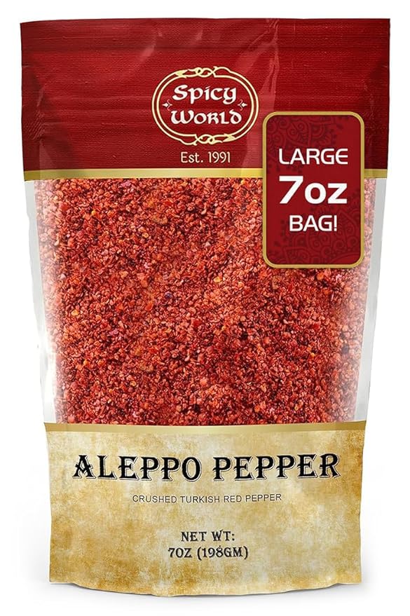 Spicy World Aleppo Pepper Flakes 7 oz | Authentic Turkish Chili Spice for Exquisite Heat & Flavor |