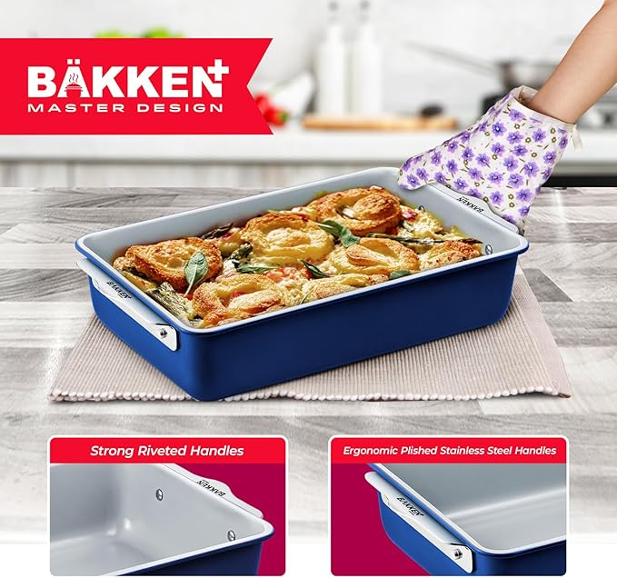 Bakken 8-Piece Stackable Bakeware Set - Ceramic Non-Stick Coating, Baking Sheets, Assorted Baking